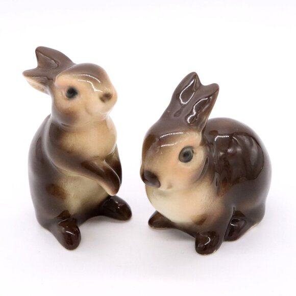 Other - Set Of 2 Vintage Goebel Bunny Figurines West Germany Brown Rabbits 3"